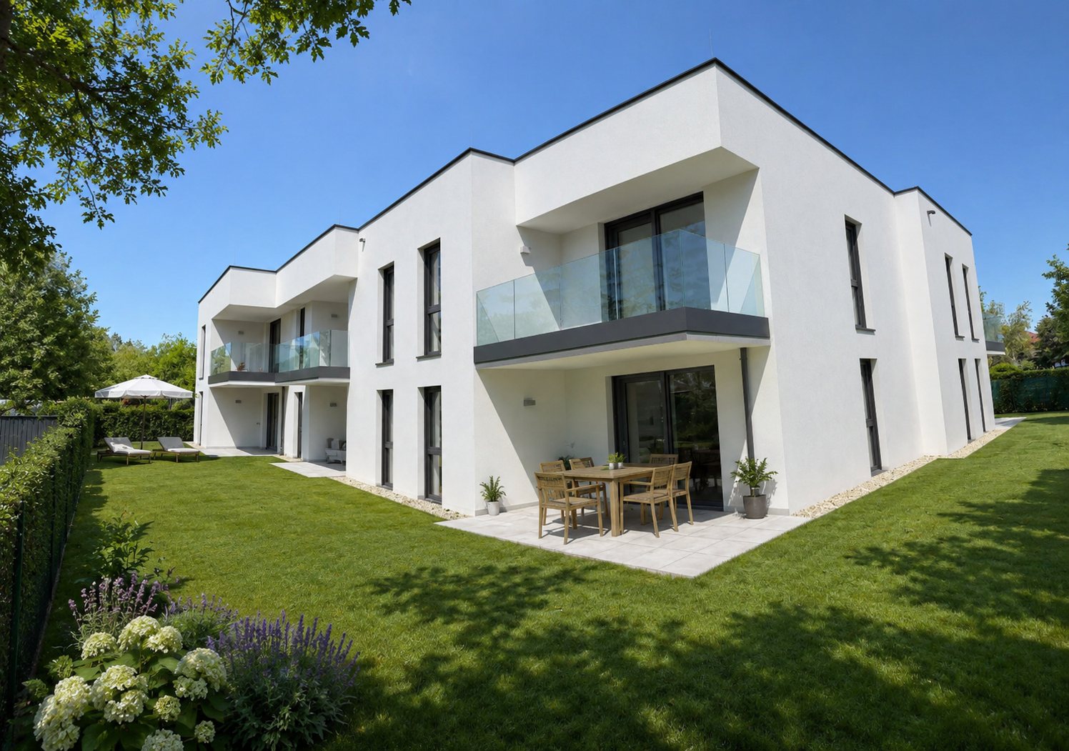 Visualisierung eines Neubau-Wohnprojekts mit Balkonen